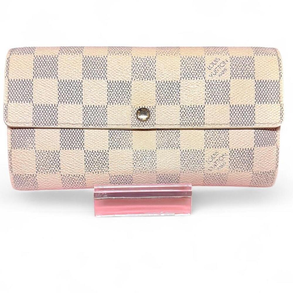 Louis Vuitton Damier Azur White Grey Continental Zip Around Wallet Luxe Capsule